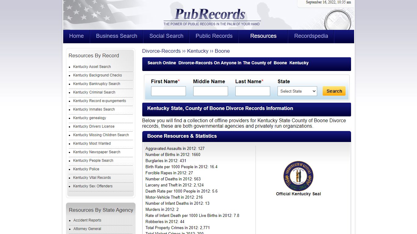 Boone County, Kentucky Divorce Records